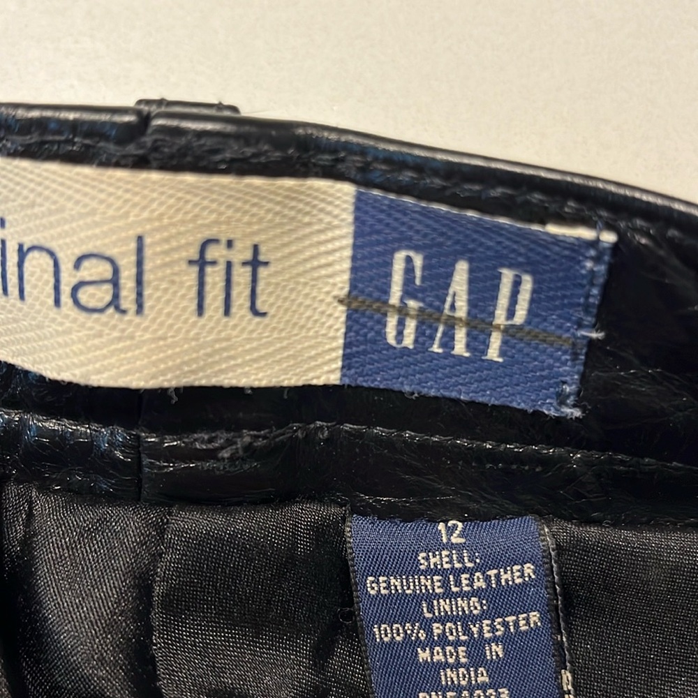 Gap Leather Pants Womens Size 12 Black Original Fit Y2K Lined Vintage